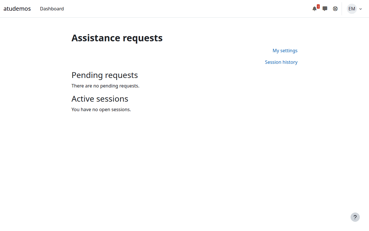Teacher dashboard with no pending requests