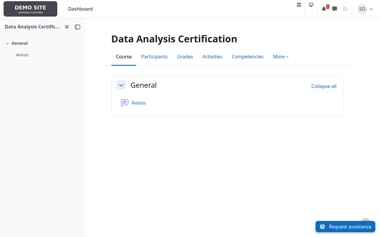 Course with the default theme