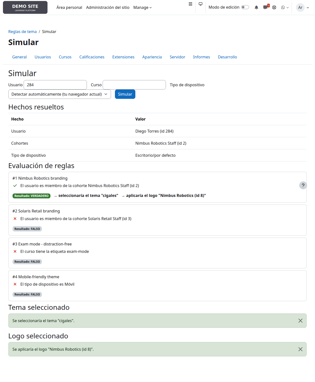Simulador de Theme Rules