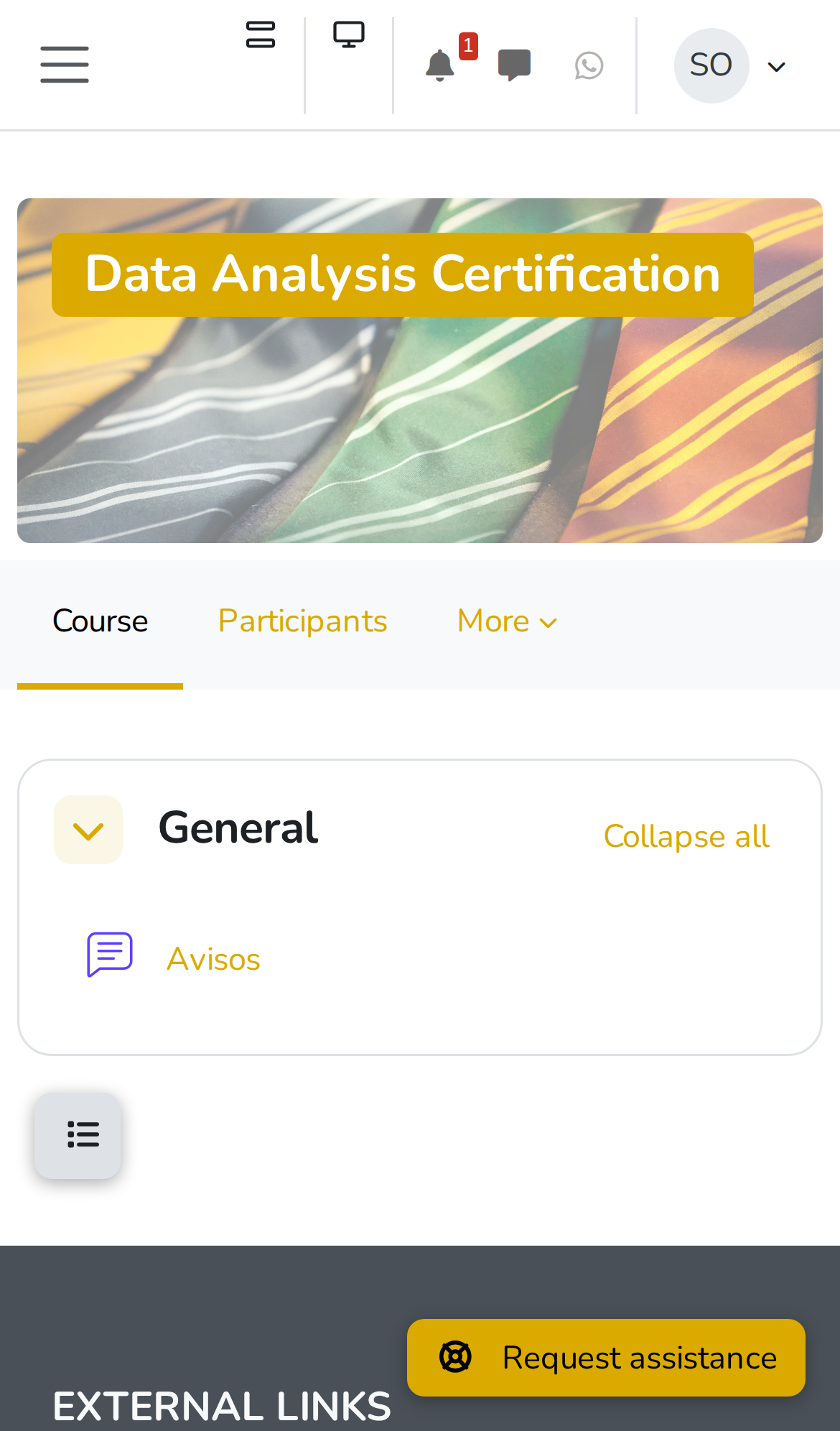 Course with a mobile theme