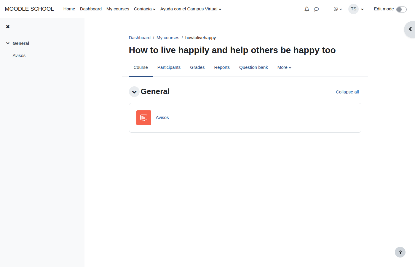 Active WhatsApp Helper icon in Moodle