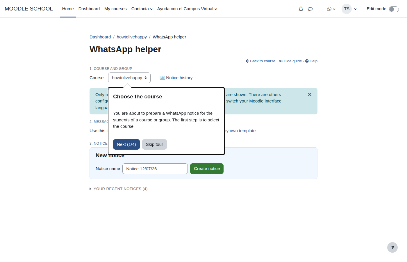 WhatsApp Helper guided tour