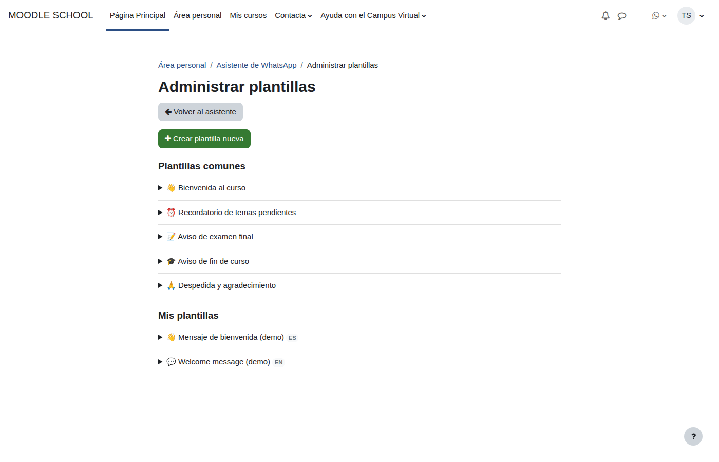 Plantillas identificadas por idioma