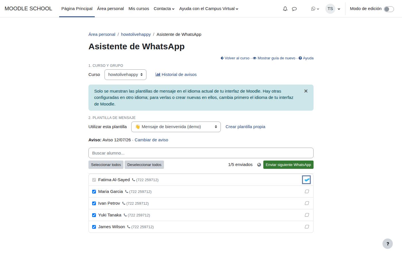 Cambio manual del estado a recibido